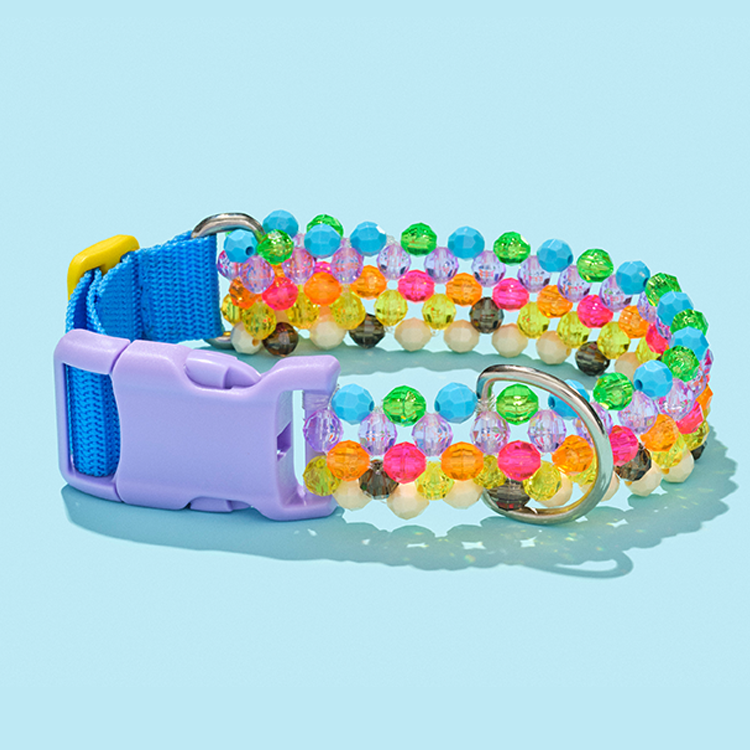 Colorful beads dog collar