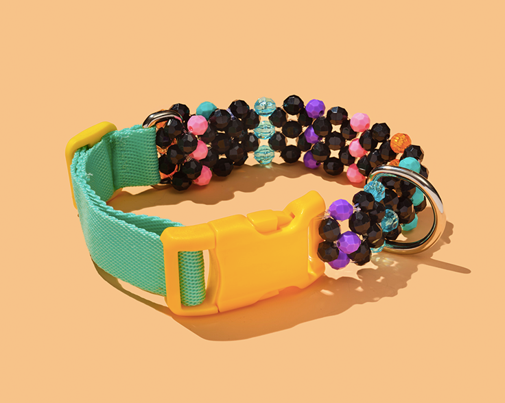 Colorful beads dog collar